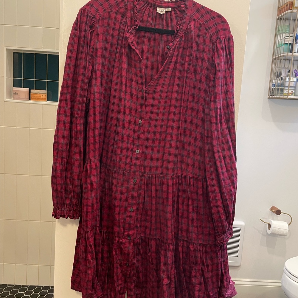 GAP Red Checkered Ruffle Dress